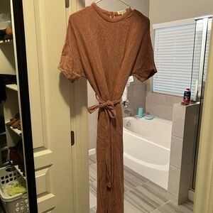 Rust Knit Tie-Waist jumpsuit *has pockets*